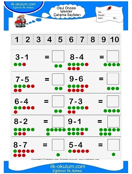 Çocuklar İçin toplam işlemi yaprak testleri 